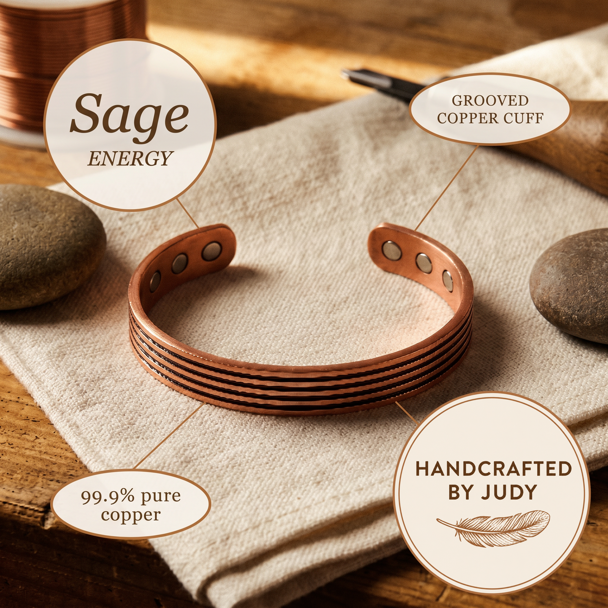 Judy's Sage Copper Bracelet