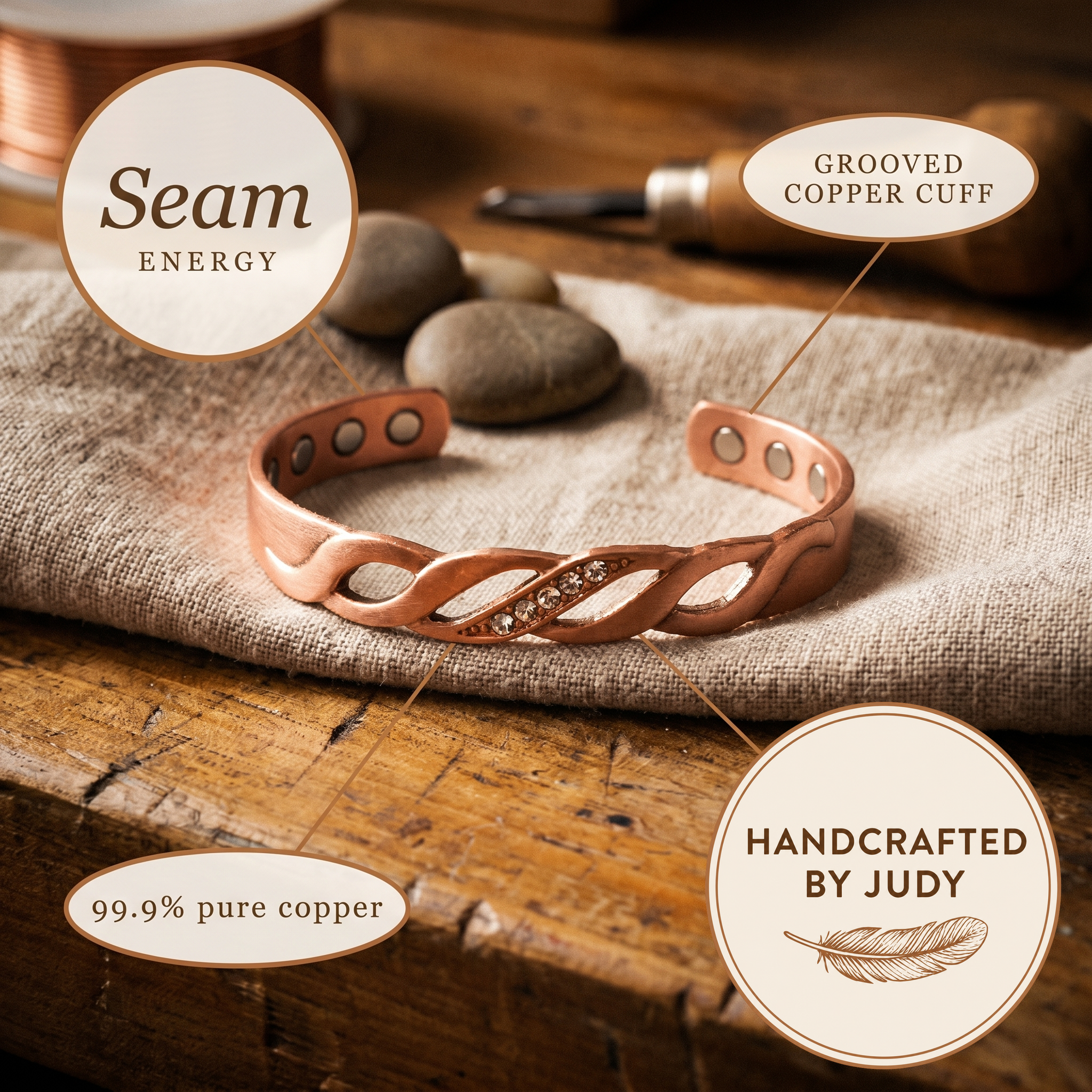 Judy's Seam Copper Bracelet