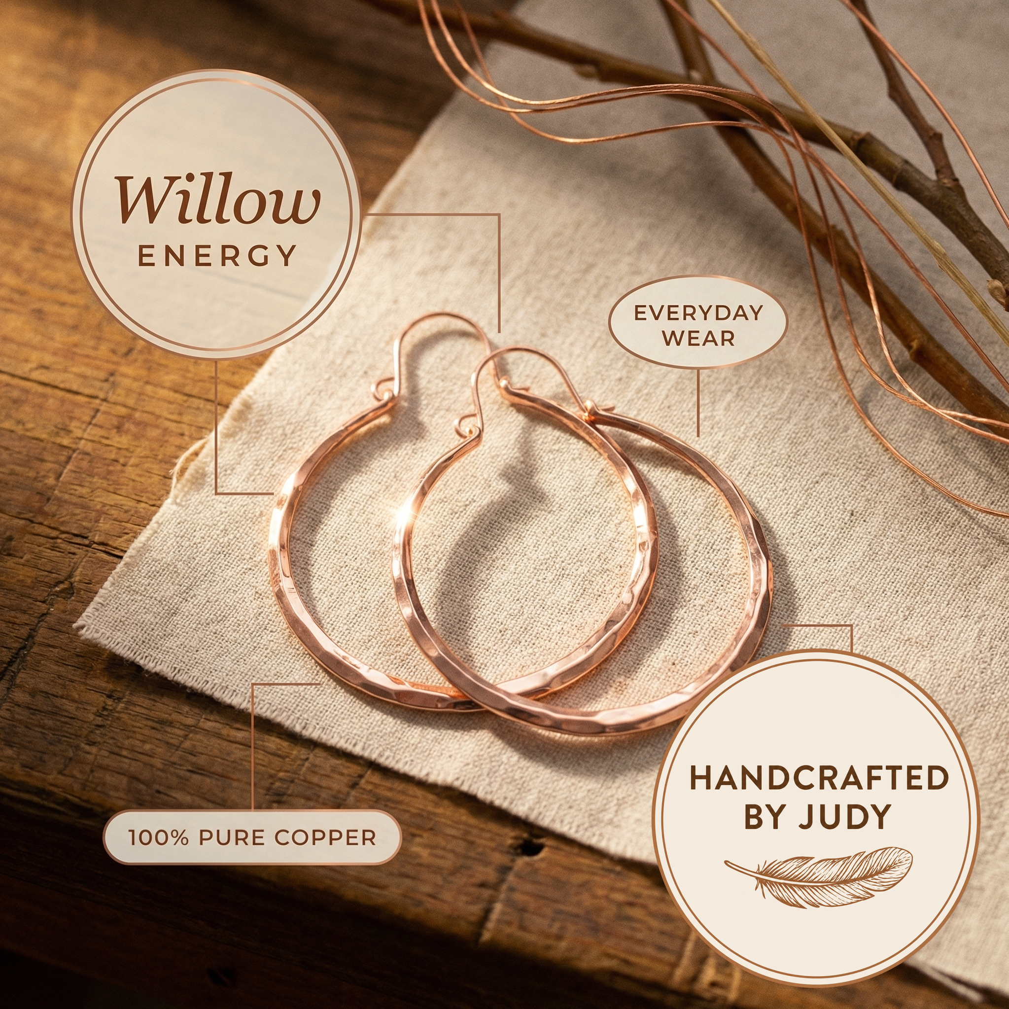 Judy's Willow Copper Earrings