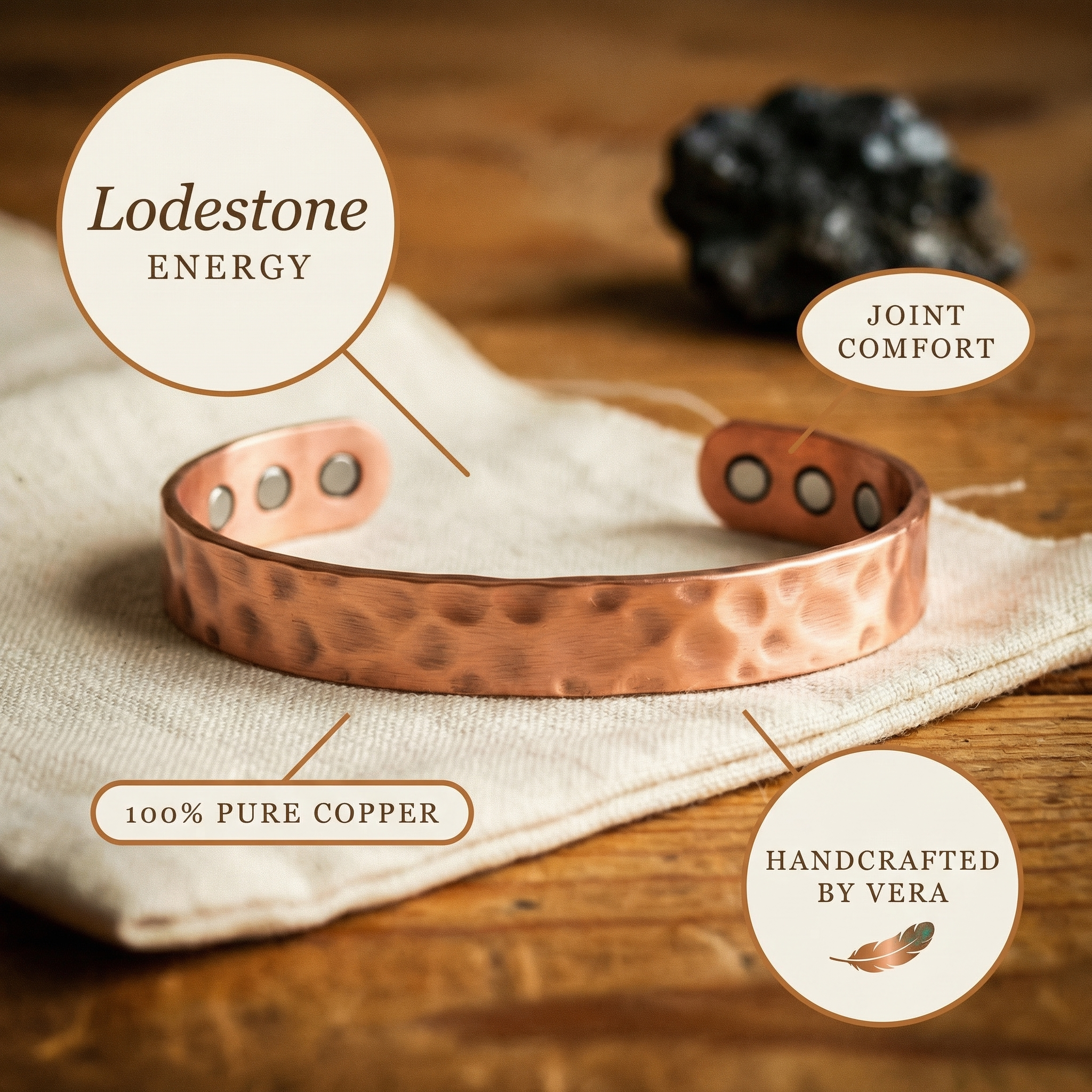 Judy's Lodestone Copper Bracelet