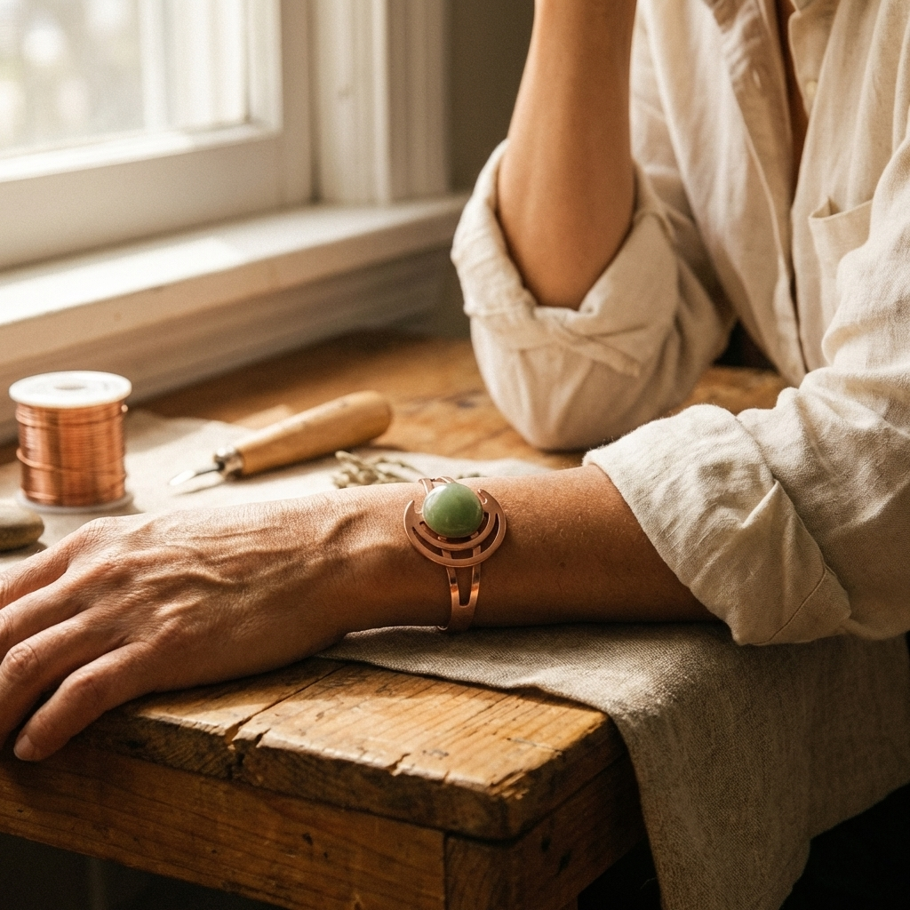 Judy's Sphere Green Copper Bracelet