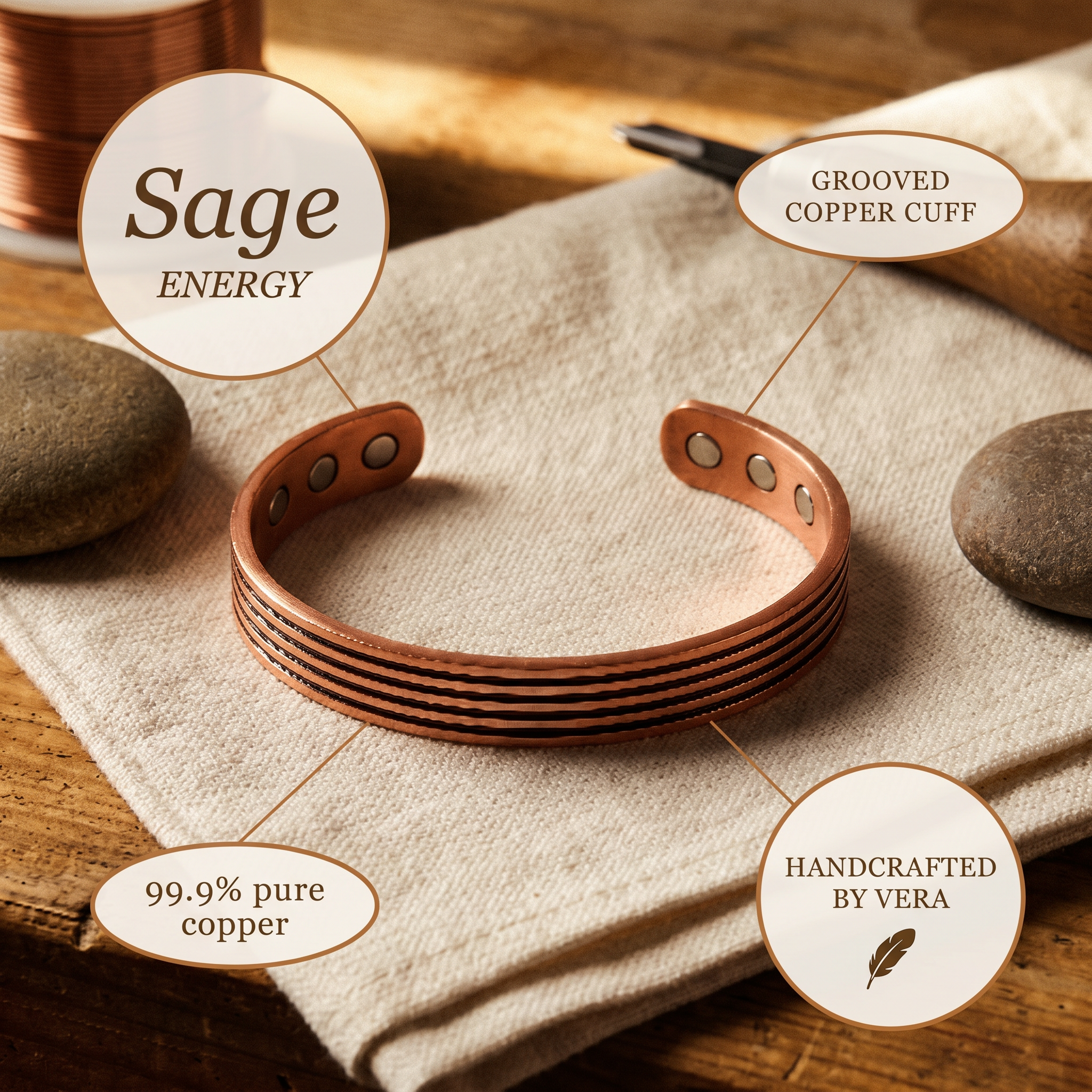 Judy's Sage Copper Bracelet