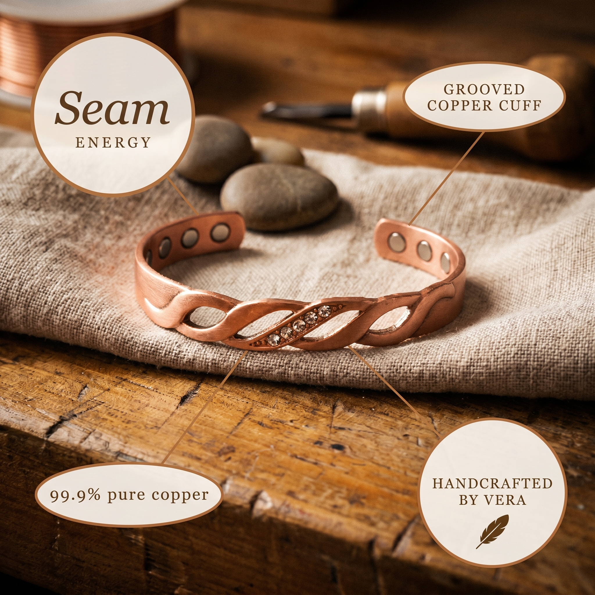 Judy's Seam Copper Bracelet
