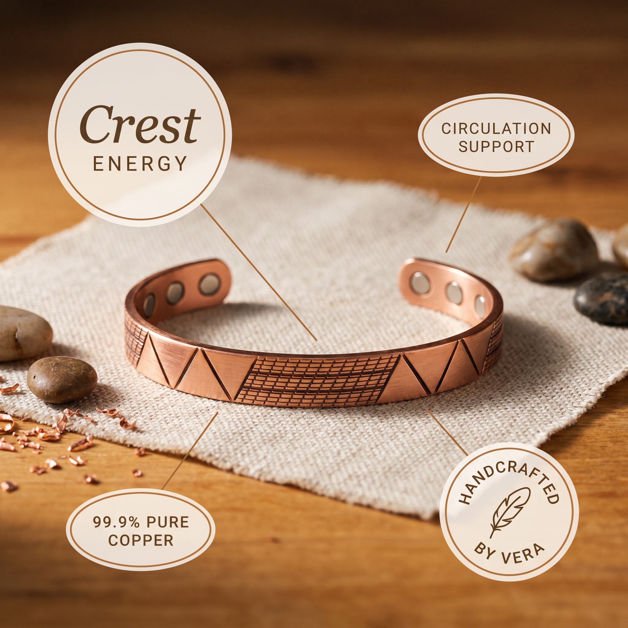 Judy's Crest Copper Bracelet