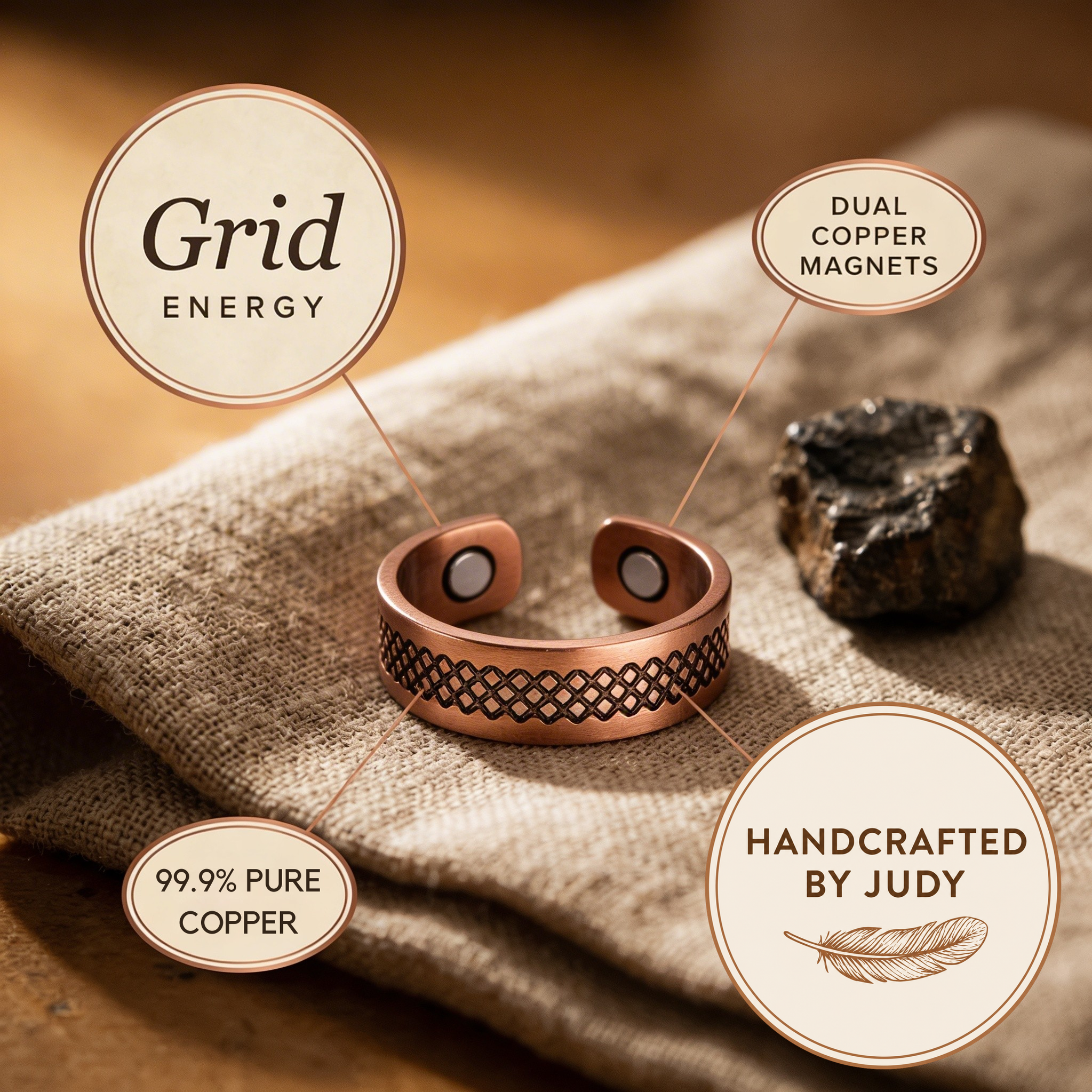 Judy's Grid Copper Ring