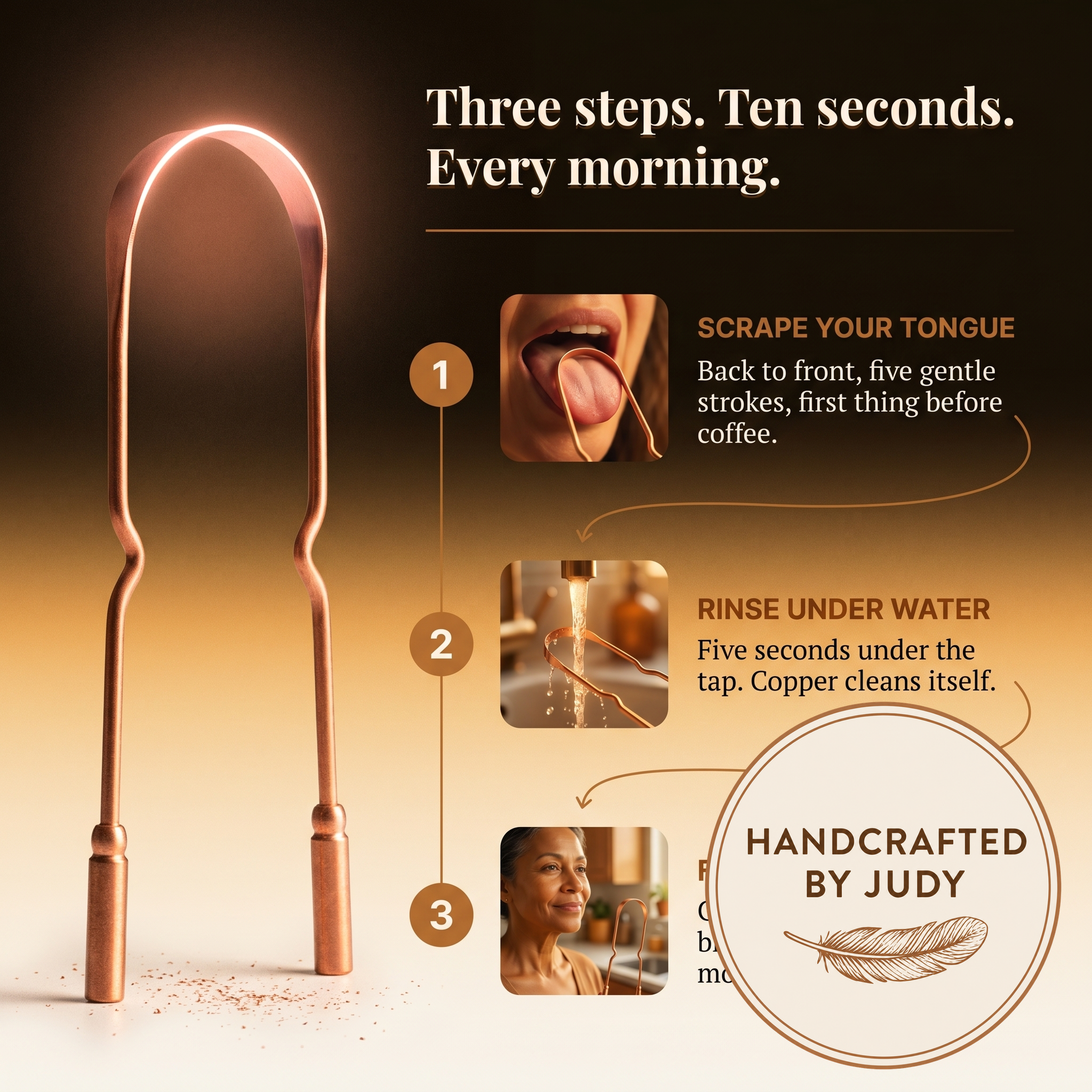 Judy's Pure Copper Tongue Scraper