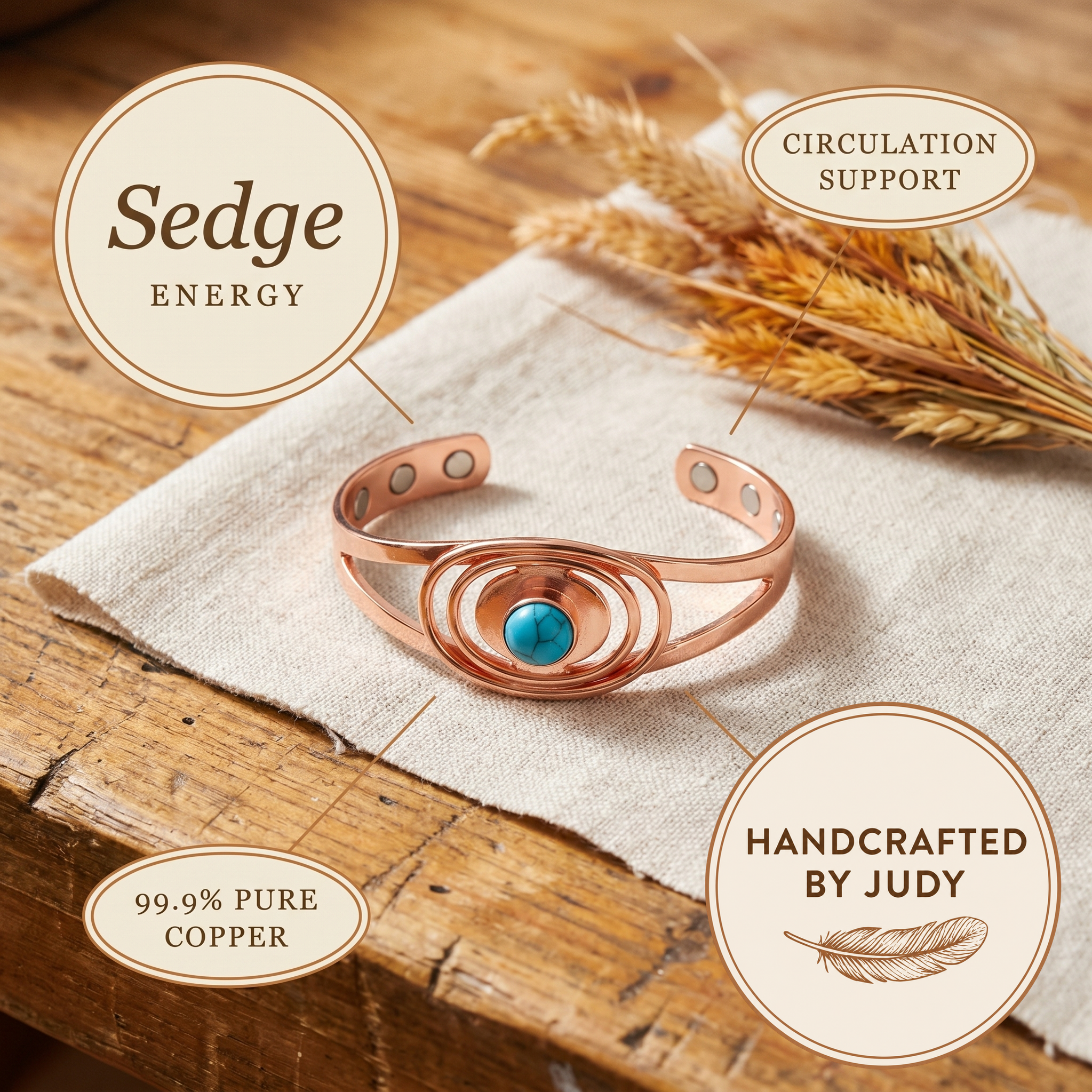 Judy's Sedge Copper Bracelet