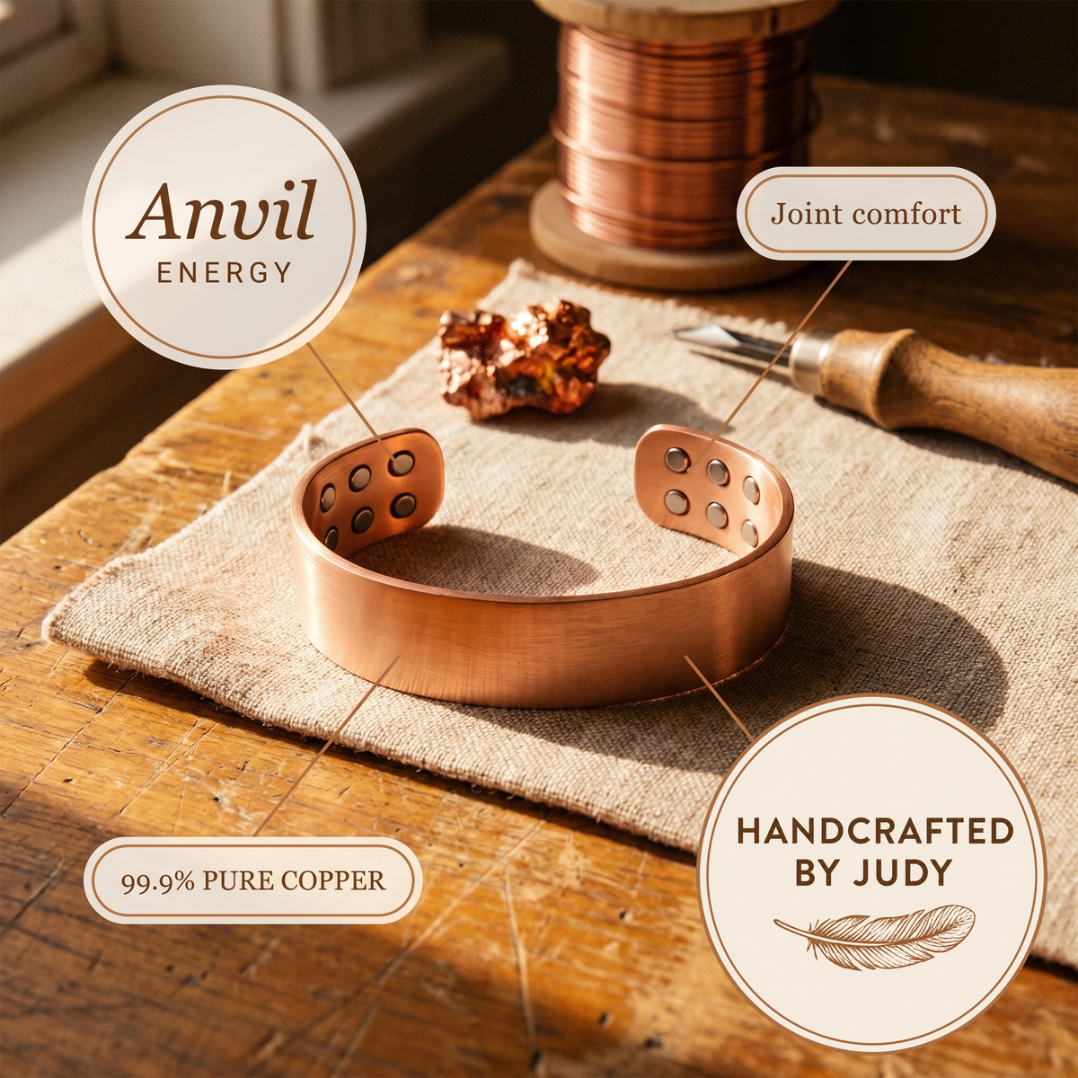 Judy's Anvil Copper Bracelet