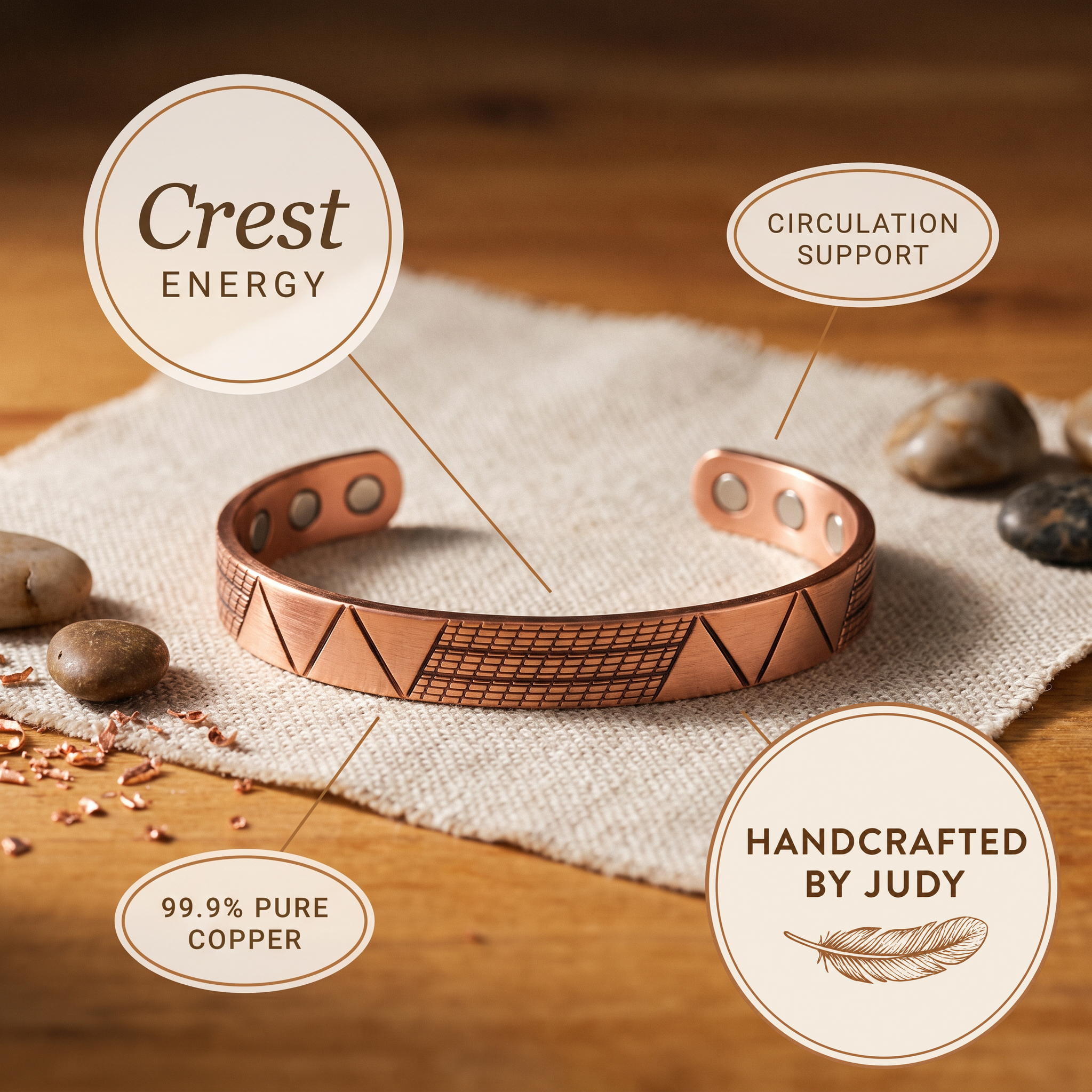 Judy's Crest Copper Bracelet