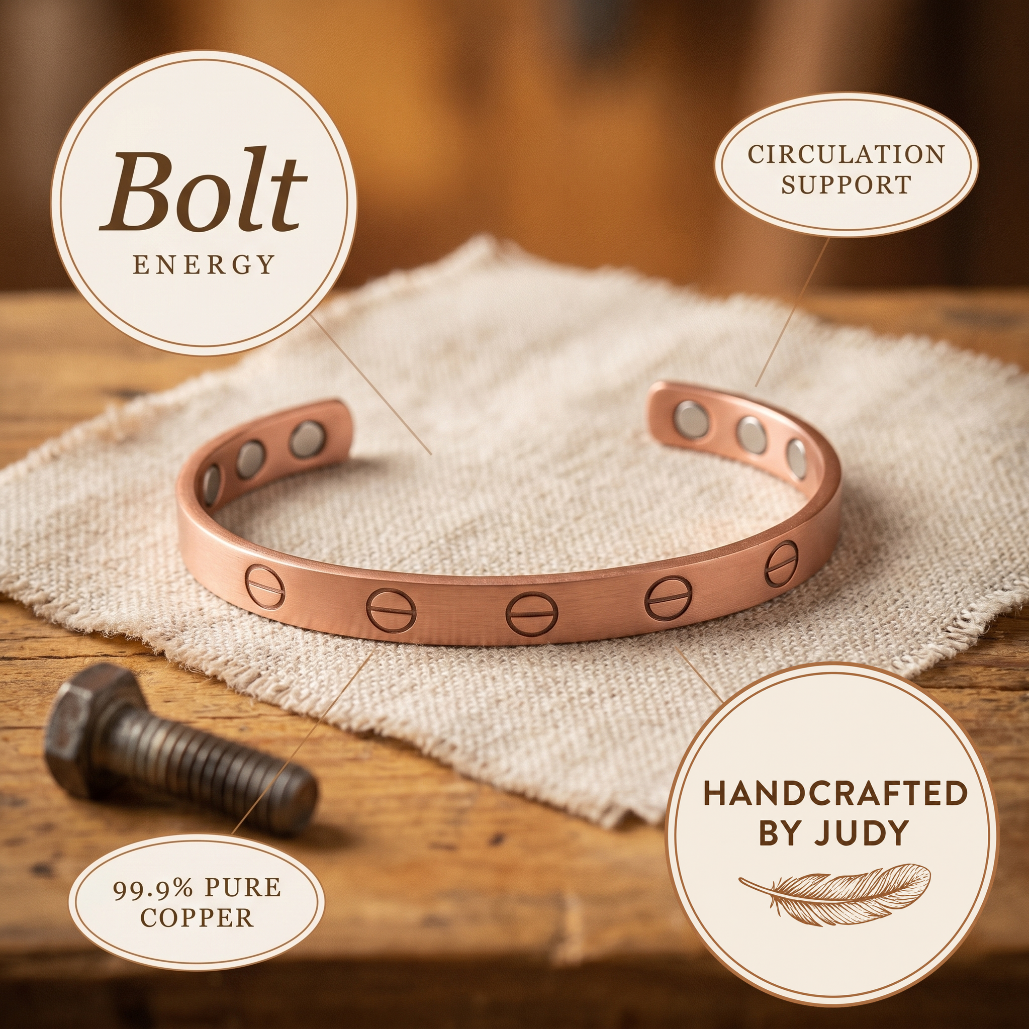 Judy's Bolt Copper Bracelet