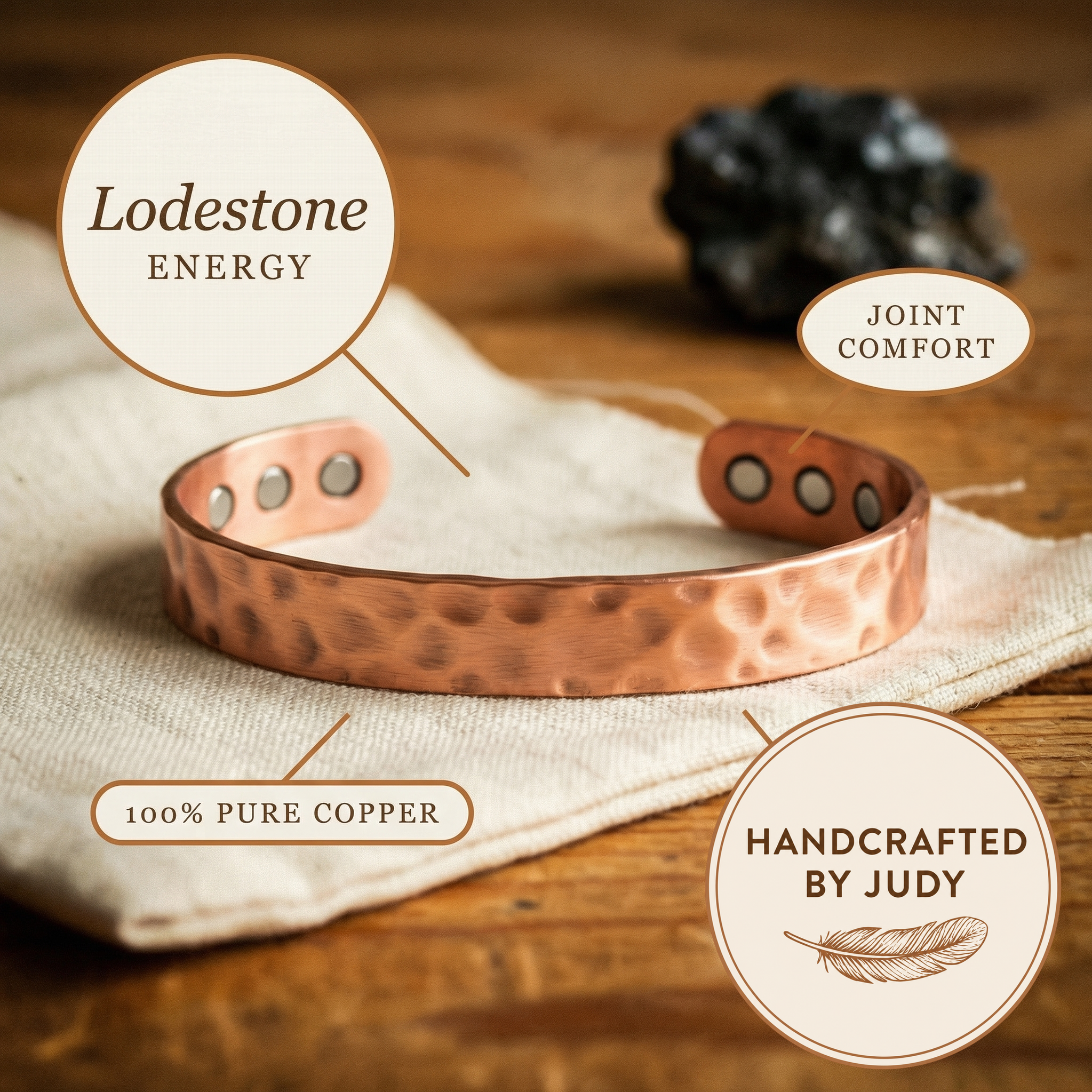 Judy's Lodestone Copper Bracelet