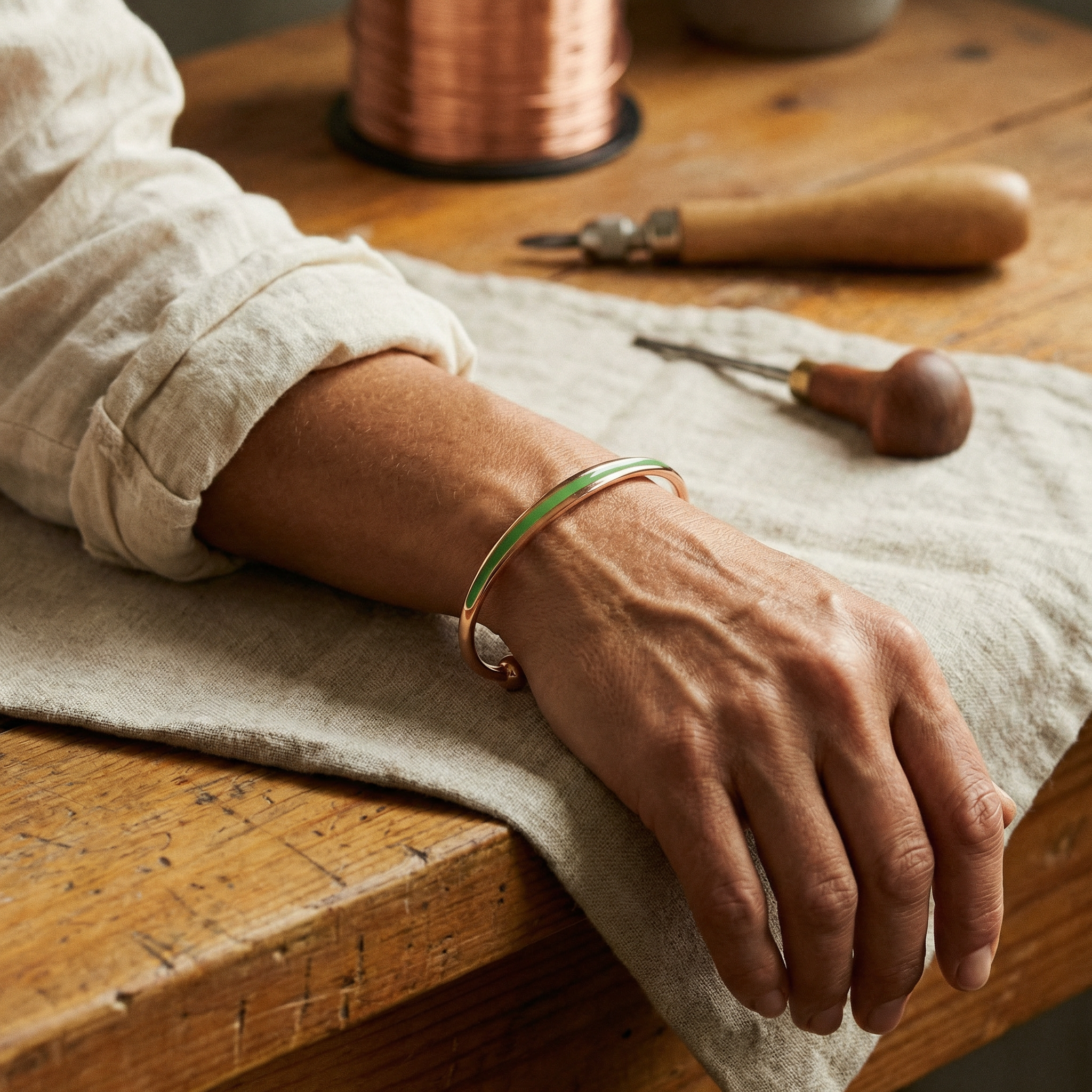 Judy's Jade Copper Bracelet