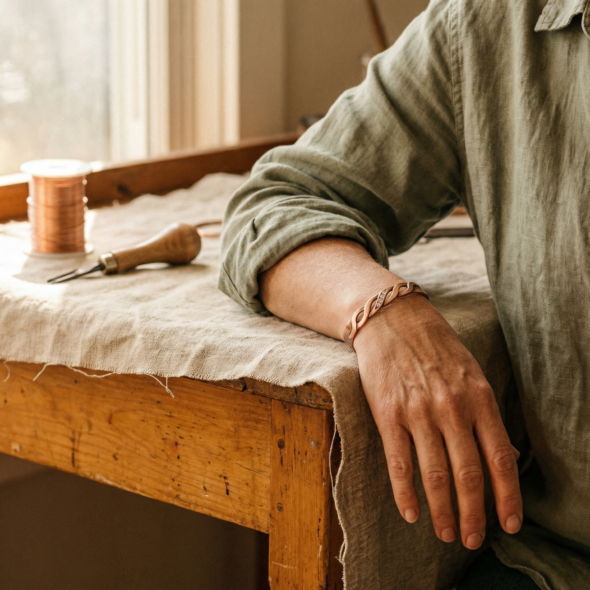 Judy's Seam Copper Bracelet