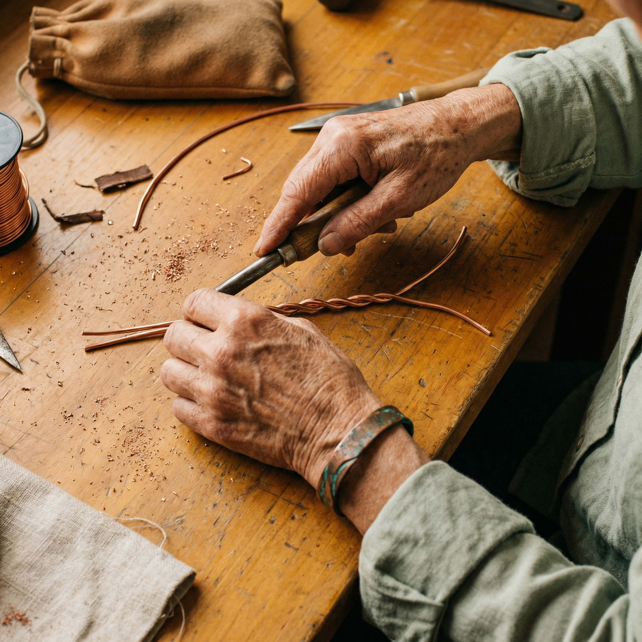 Judy's Seam Copper Bracelet