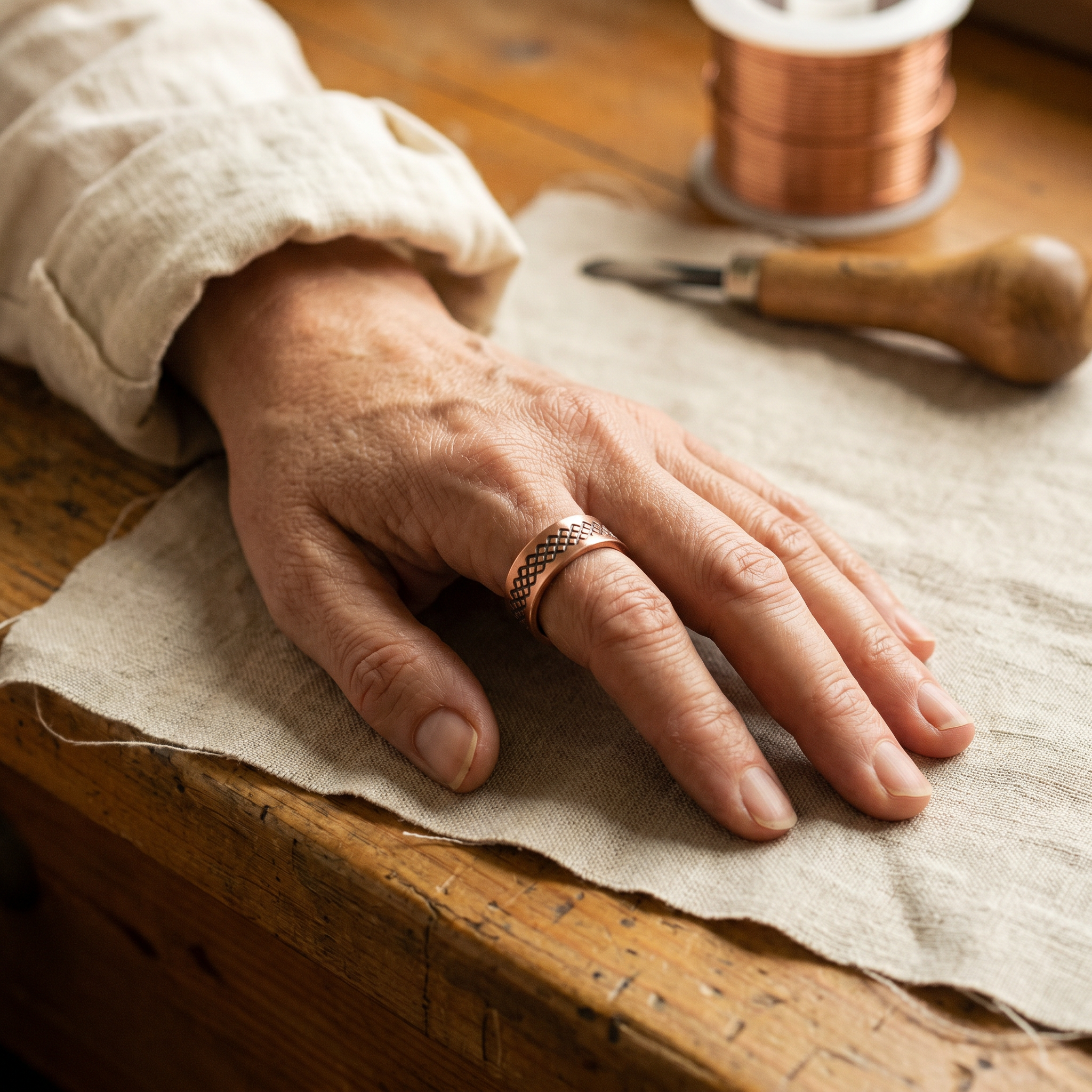 Judy's Grid Copper Ring