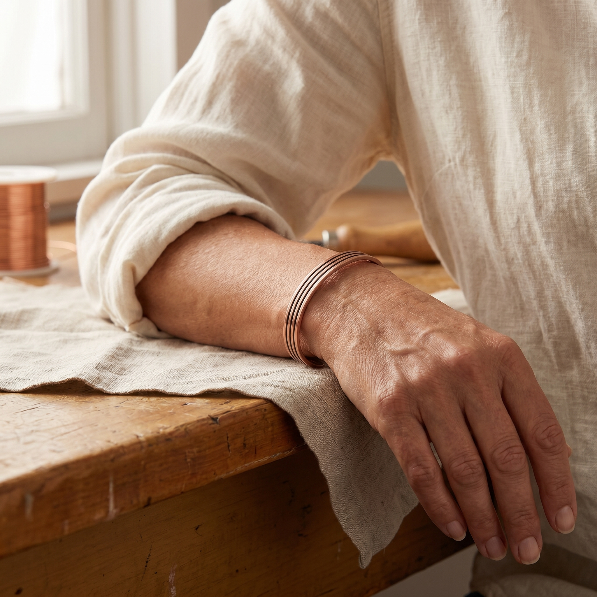 Judy's Sage Copper Bracelet