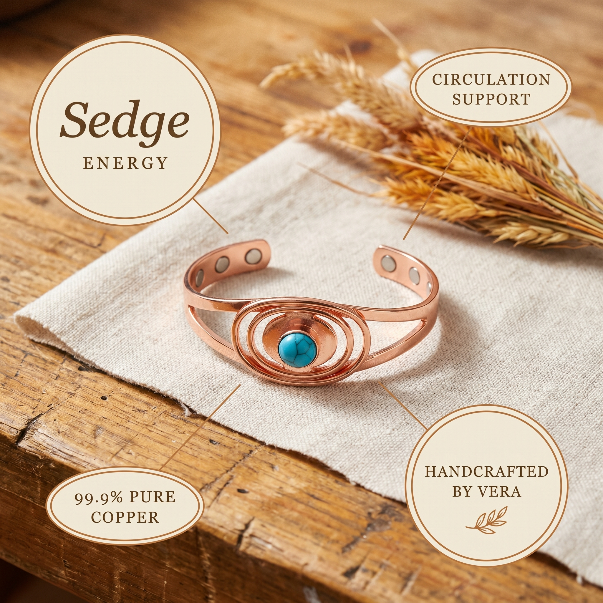 Judy's Sedge Copper Bracelet